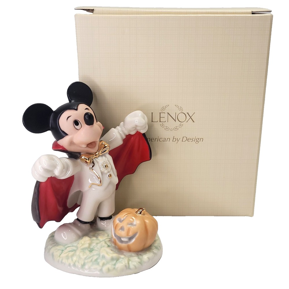 Lenox Count Dracula Mickey Mouse Disney 3.9" Figurine & documents Halloween